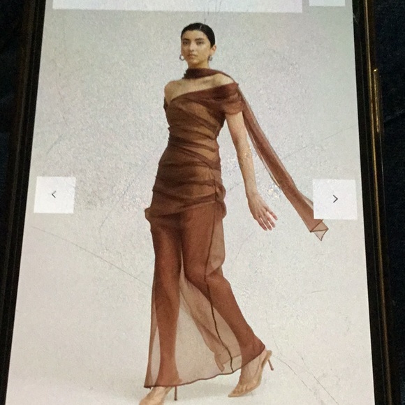 Tojha Marceline Asymmetrical Brown Dress - Picture 2 of 9